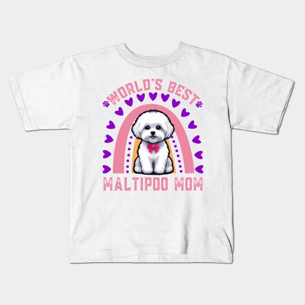 Maltipoo Mom - World's Best Maltipoo Mom Kids T-Shirt by JessArty